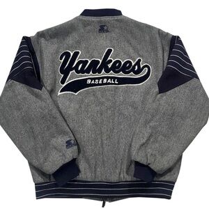 Vintage Starter New York Yankees Wool Bomber Jacket (Size XL)